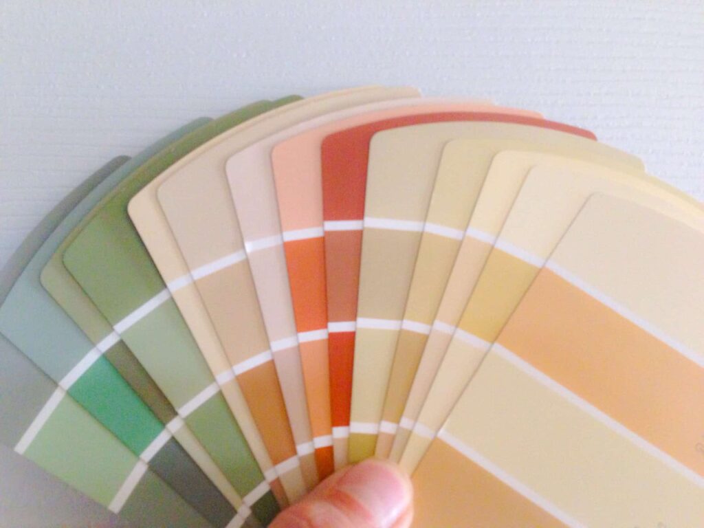 CasaColor Malerbetrieb: Eine Person hält mehrere Farbmuster in der Hand.